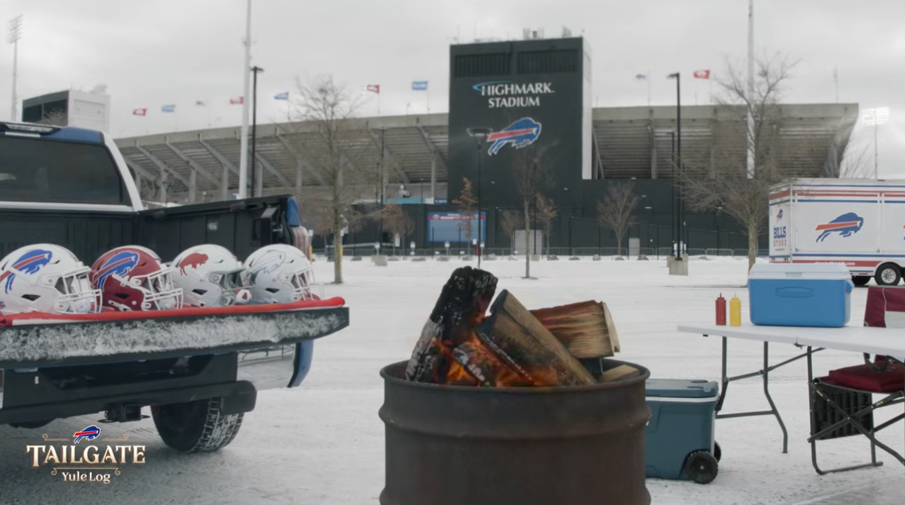 Buffalo Bills share 10-hour video of 'tailgate fireplace' to set the scene for fans this Christmas