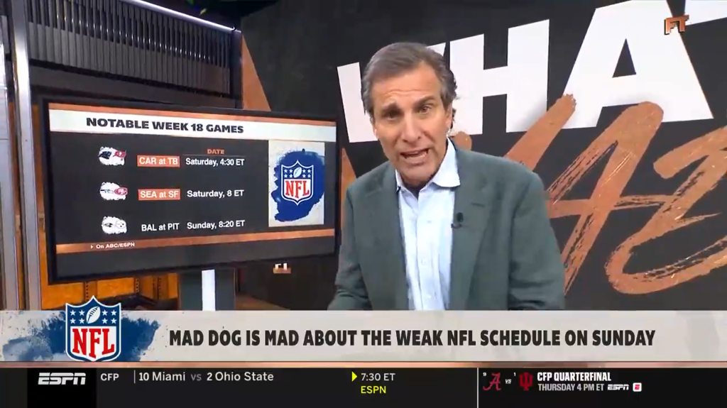Mad Dog blasts NFL for giving CBS, Fox crappy Week 18 games