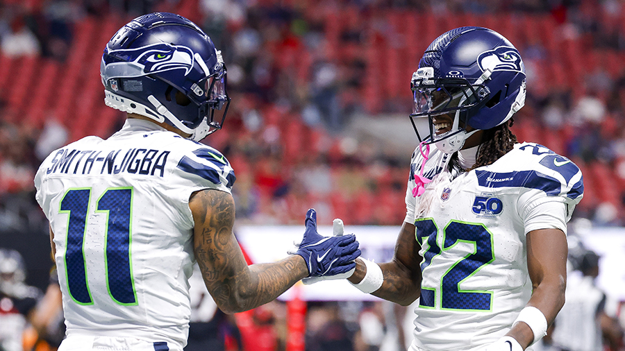 Seattle Seahawks JSN touchdown celebration Rashid Shaheed Atlanta Falcons 2025...
