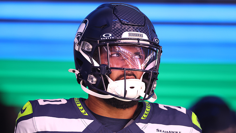 Seattle Seahawks Julian Love looks on pregame 2024...