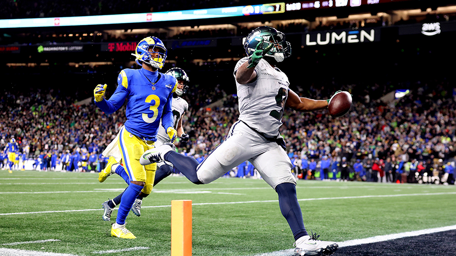 Seattle Seahawks Kenneth Walker III touchdown run Rams 2025...