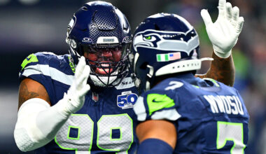 Seattle Seahawks Leonard Williams Uchenna Nwosu celebration Houston Texans 2025...