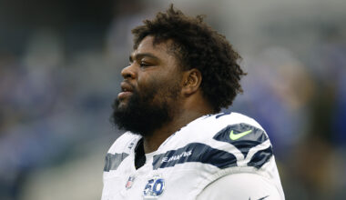 Seattle Seahawks Quinton Bohanna looks on Los Angeles Rams 2025...