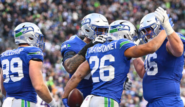 Seattle Seahawks Zach Charbonnet touchdown celebration Minnesota Vikings 2025...