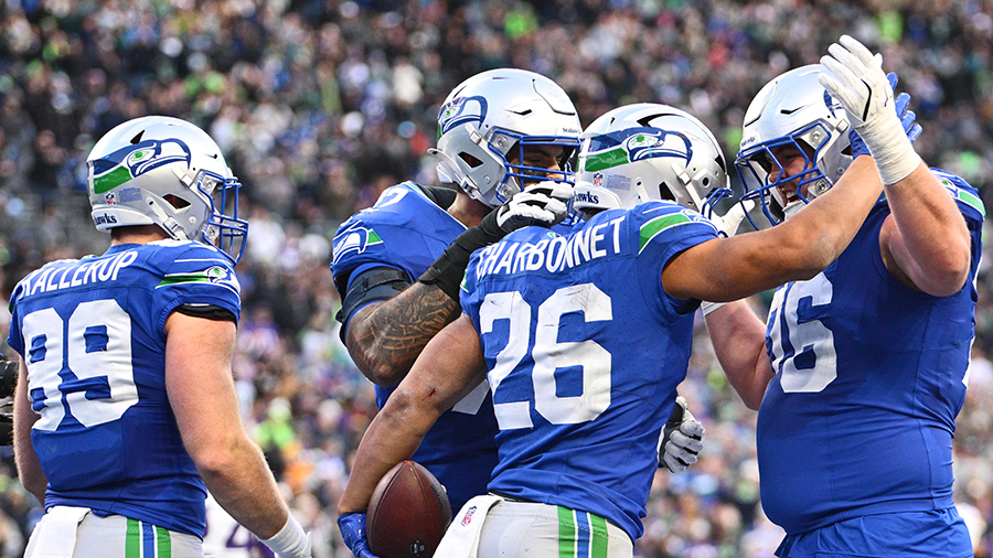 Seattle Seahawks Zach Charbonnet touchdown celebration Minnesota Vikings 2025...