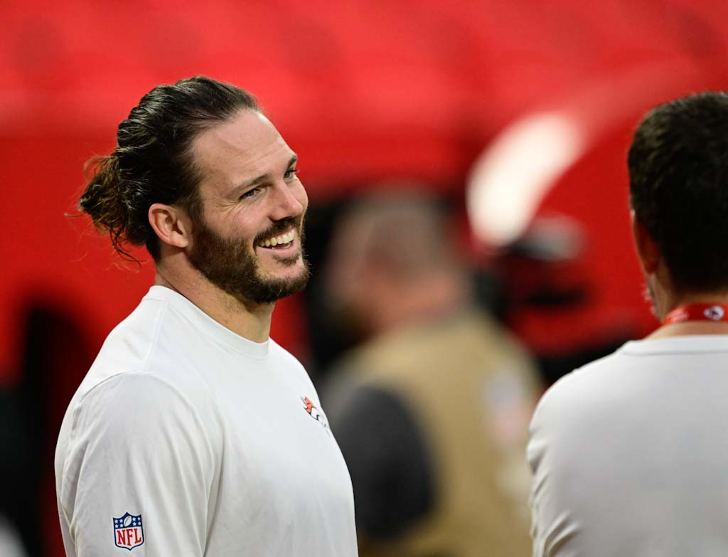 Denver Broncos linebacker Alex Singleton (49) on the field before...