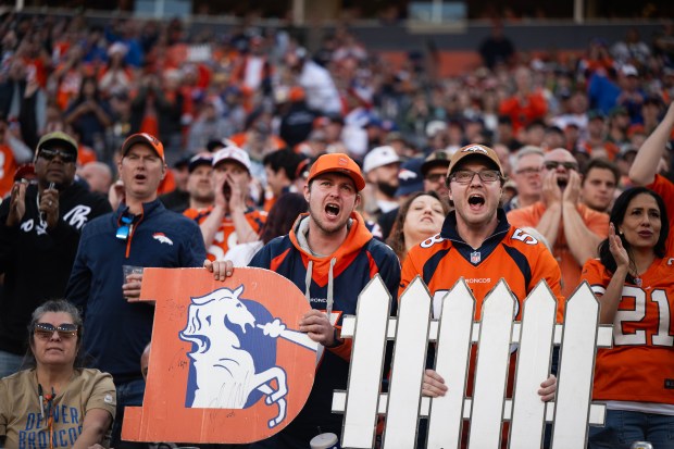 Denver Broncos fans yell during a third down attempt by the Green Bay Packers on Sunday, Dec. 14, 2025, at Empower Field at Mile High Stadium in Denver. (Photo by Timothy Hurst/The Denver Post)