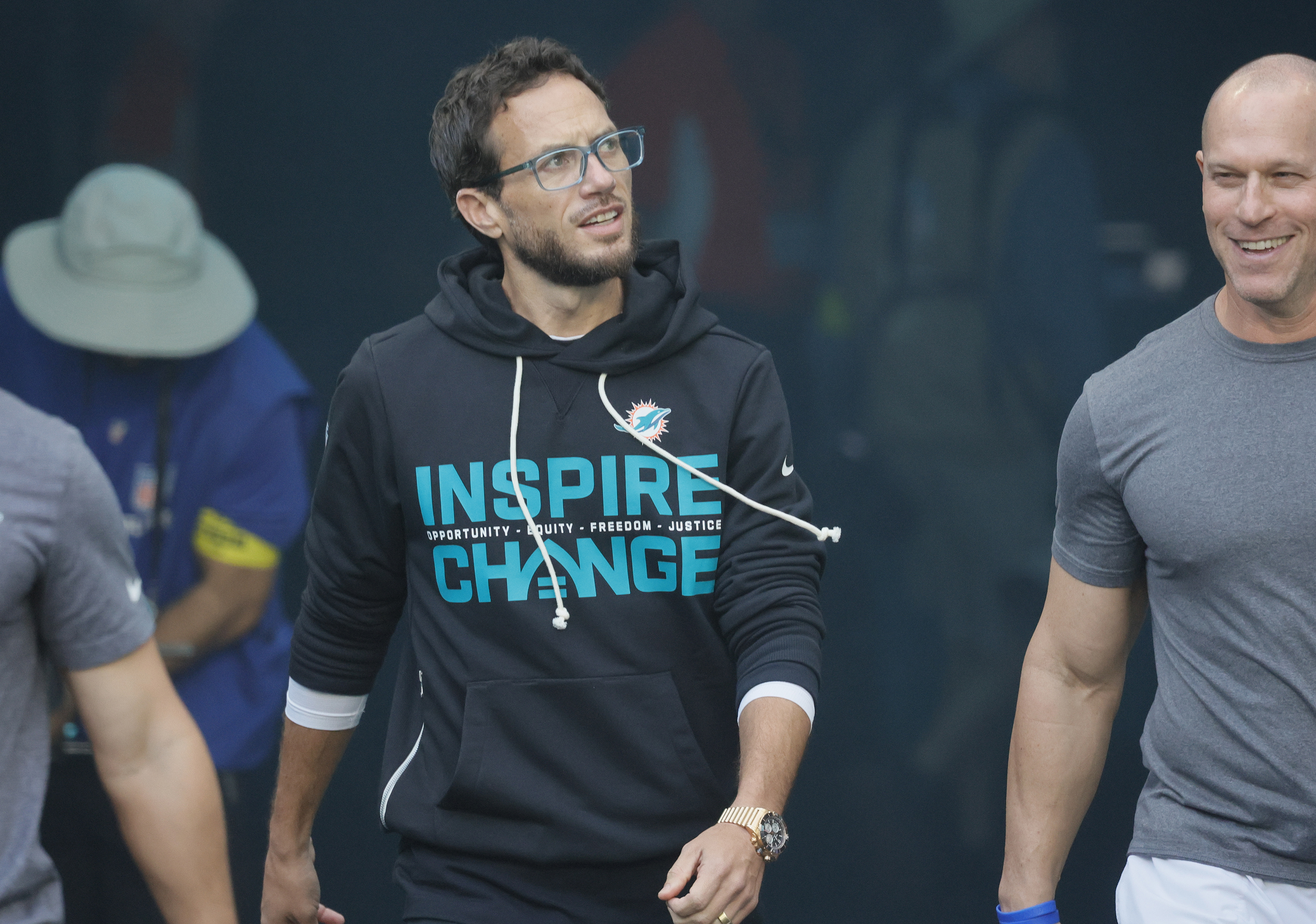 Miami Dolphins head coach Mike McDaniel takes the field before...