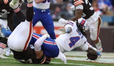 James Cook extends for a touchdown