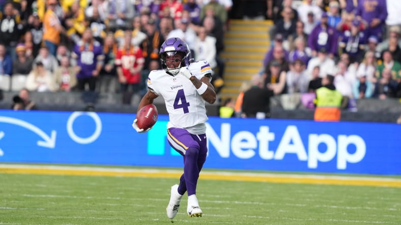 Vikings WR Myles Price returns a punt during a game in Dublin. fastest vikings players 2026