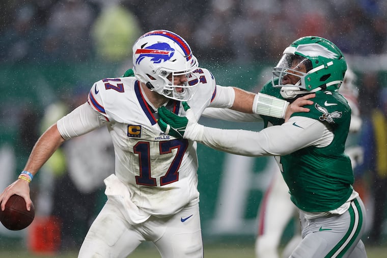 Bills quarterback Josh Allen will provide an elite challenge for the Eagles, who must also contend with an effective rushing game starring James Cook.
