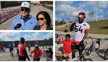 ‘Continuing the legacy, to give back,’ Texans’ annual holiday bike giveaway with Hartsfield students