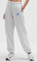This image shows a Heathered Core Ultra Light Grey Detroit Lions lululemon Women's Scuba Mid-Rise Oversized Jogger.