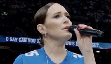 Jessica Vosk Sings National Anthem at the Detroit Lions Game