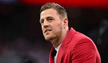J.J. Watt is the announcer for Sunday’s Texans game. The team is 3-0 this season with Watt at the microphone