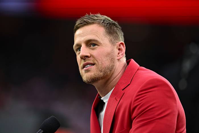 J.J. Watt is the announcer for Sunday’s Texans game. The team is 3-0 this season with Watt at the microphone