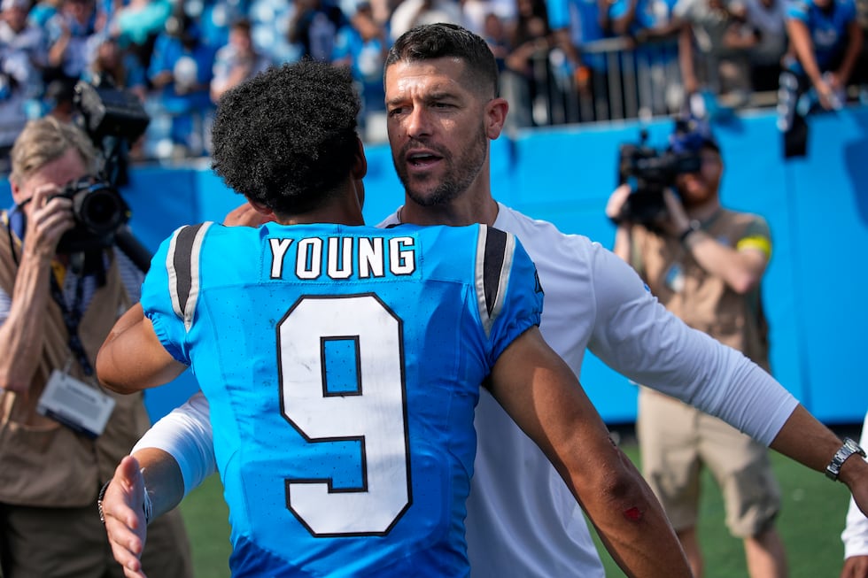 Panthers coach Dave Canales and quarterback Bryce Young have their team firmly in the playoff...