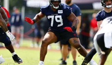 Texans’ Aireontae Ersery returns to practice after thumb surgery, questionable on injury report, Trent Brown ruled out
