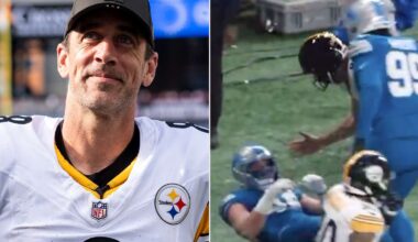 Aaron Rodgers Trash Talks Lions Linebacker in Mic'd Up Moment Mocking His Age