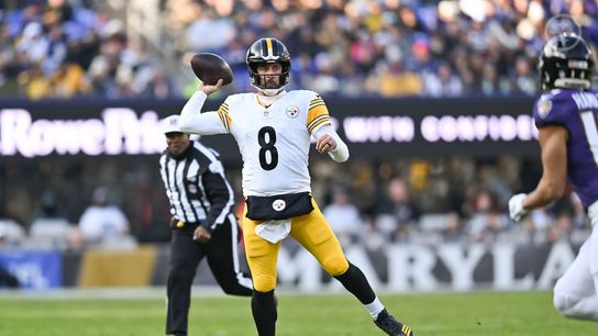Steelers quarterback Aaron Rodgers throws downfield during Pittsburgh's 27-22 win over the Baltimore Ravens in Week 14 of the 2025 NFL Regular Season. Steelers Aaron Rodgers