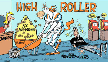 Drew Litton cartoon after Broncos' big win in Vegas