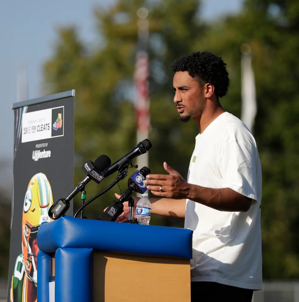 Green Bay Packers quarterback Jordan Love kicked off the second year of his 10ve for Cleats campaign in September by visiting Green Bay Southwest High School's football practice. The varsity team was the first recipient of new cleats this year through his foundation.