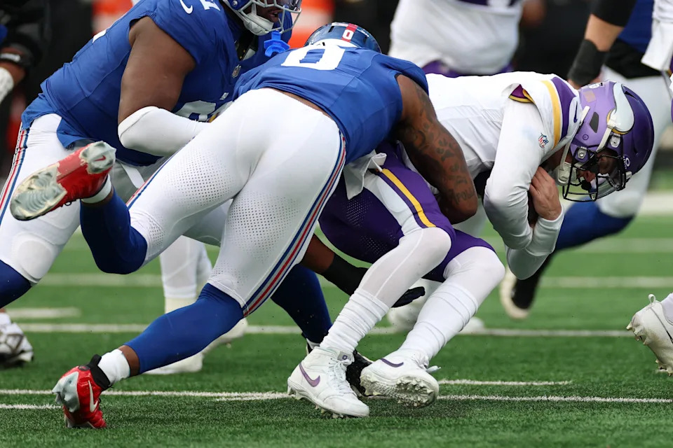 This strip-sack by Brian Burns could be the last play of J.J. McCarthy's debut NFL season.