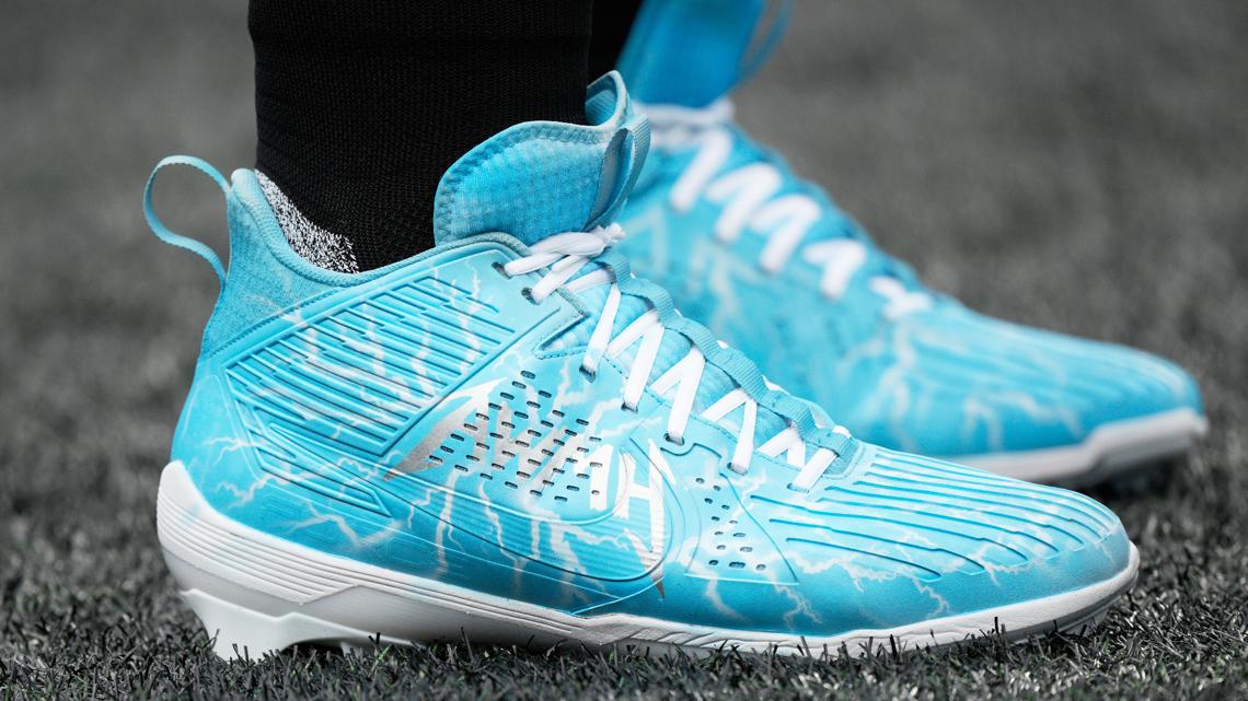 Panthers' Austin Corbett sports cleats for Metallica's 'All Within My Hands' foundation