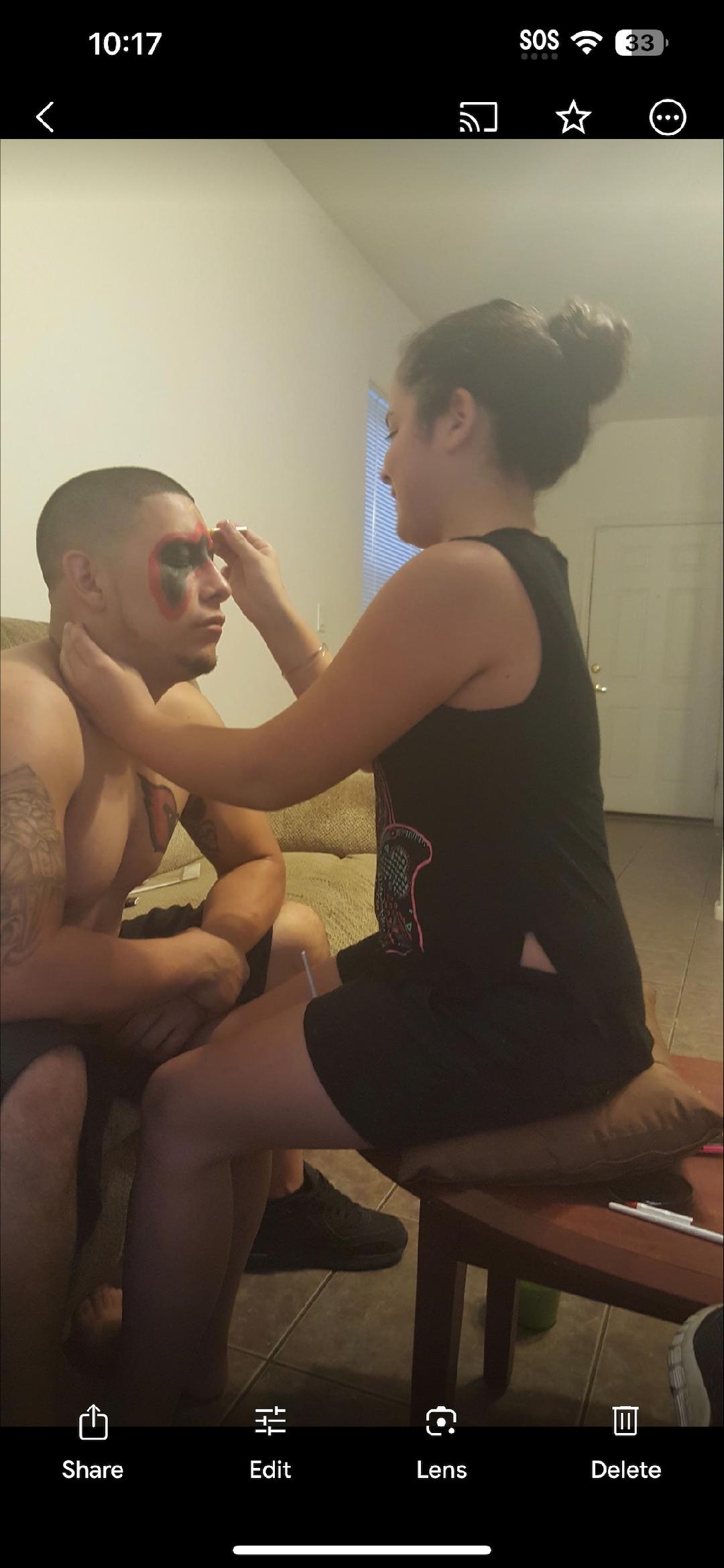 First attempt at creation of the facepaint design applied by daughter Isabella (Photo courtesy Eric Tarin)