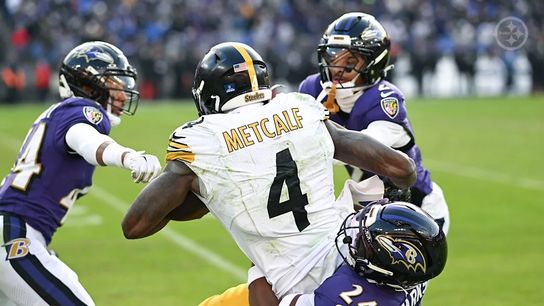 Steelers wide receiver DK Metcalf (4) during a regular season matchup between the Pittsburgh Steelers and Baltimore Ravens. Steelers wide receiver DK Metcalf (4) during a regular season matchup between the Pittsburgh Steelers and Baltimore Ravens.