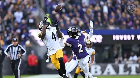 Steelers wide receiver DK Metcalf (4) during a regular season matchup between the Pittsburgh Steelers and Baltimore Ravens. Steelers wide receiver DK Metcalf (4) during a regular season matchup between the Pittsburgh Steelers and Baltimore Ravens.