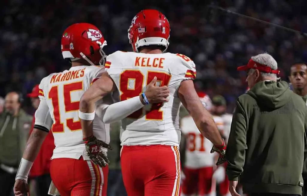 Patrick Mahomes and Travis Kelce of the Kansas City Chiefs
