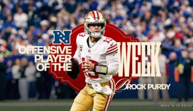 Brock Purdy Named NFC Offensive Player of the Week vs. Colts