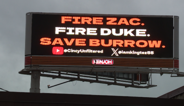 New billboard in Cincinnati calls for Bengals to fire Zac Taylor, Duke Tobin