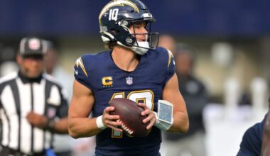 Week 14 Fantasy Advice for Justin Herbert, Kimani Vidal, Omarion Hampton, Oronde Gadsden, and Others
