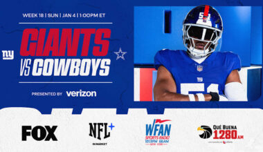 Time & date set for Giants' season finale vs. Cowboys