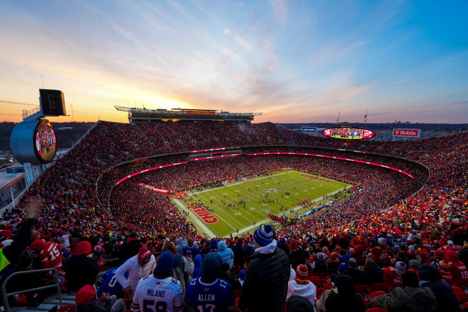 A general interior view of GEHA Field at Arrowhead Stadium prior to the AFC Championship game between the Buffalo Bills and the Kansas City Chiefs,