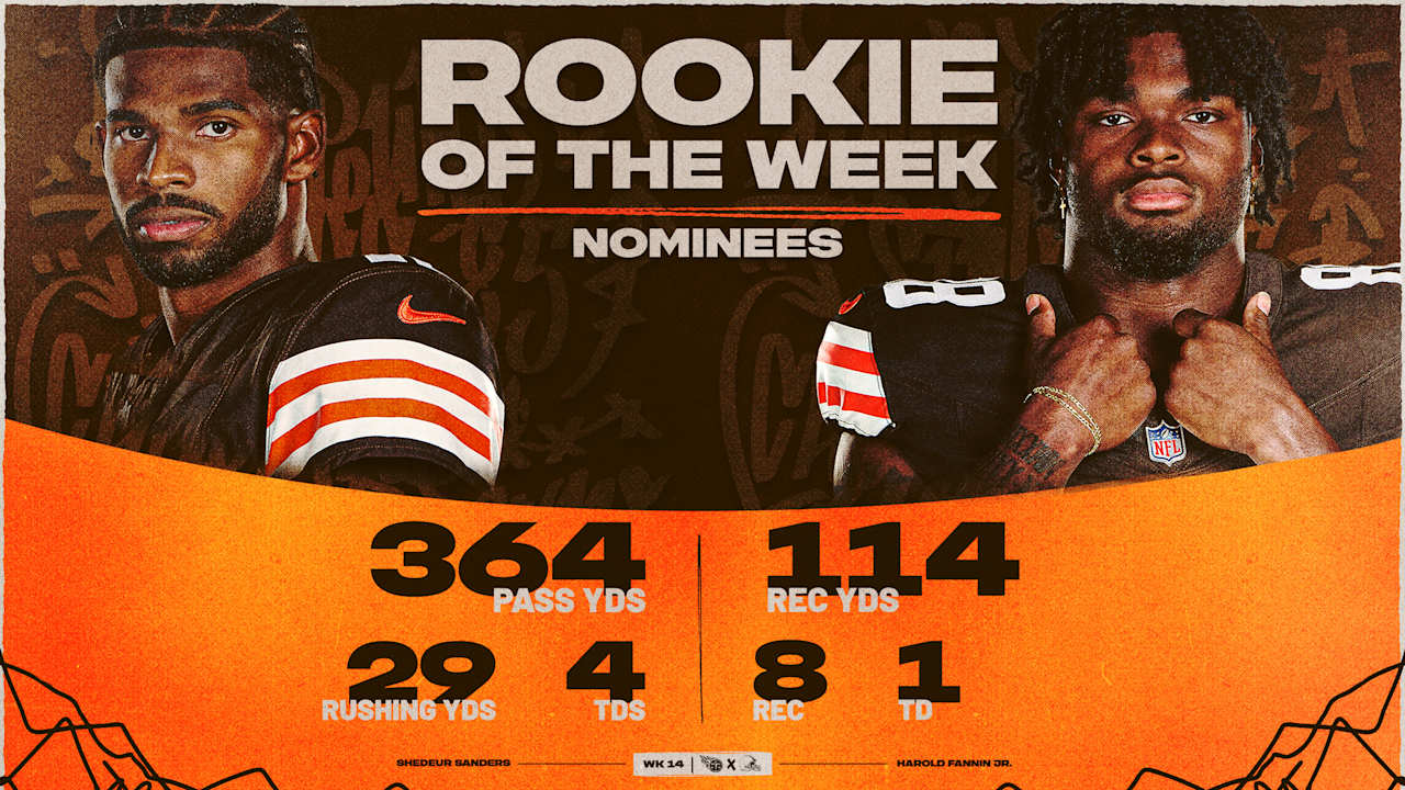 Harold Fannin Jr. and Shedeur Sanders nominated for NFL Rookie of the Week for Week 14