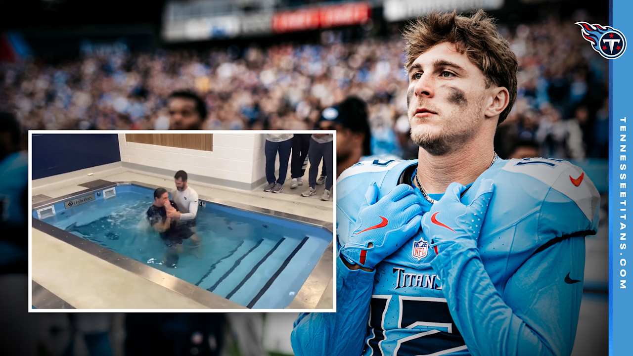 Receiver Mason Kinsey Baptized at Titans Facility  