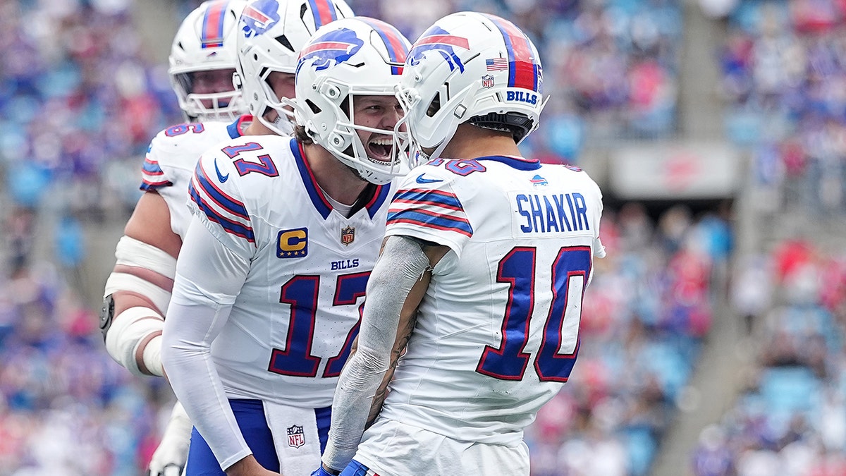 Josh Allen and Khalil Shakir celebrate touchdown