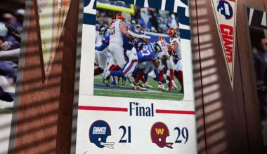 Giants fall to Commanders, 29-21
