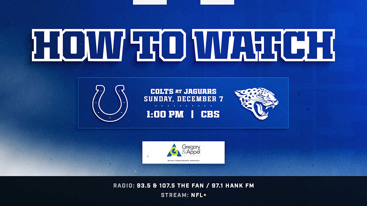 Where to watch Indianapolis Colts at Jacksonville Jaguars? The week 14 game kicks off at 1:00 p.m. ET this Sunday and is available to watch on CBS.