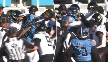 Fight breaks out in Titans-Jaguars after hard hit on Trevor Lawrence