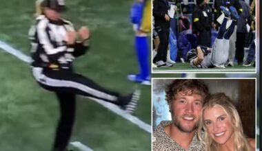 Matthew Stafford's 'petty' wife wants refs' names after controversial loss