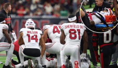 Cardinals' Andre Baccellia transported to hospital after neck injury