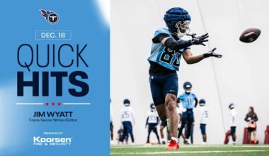 Quick Hits After Thursday's Titans Practice 