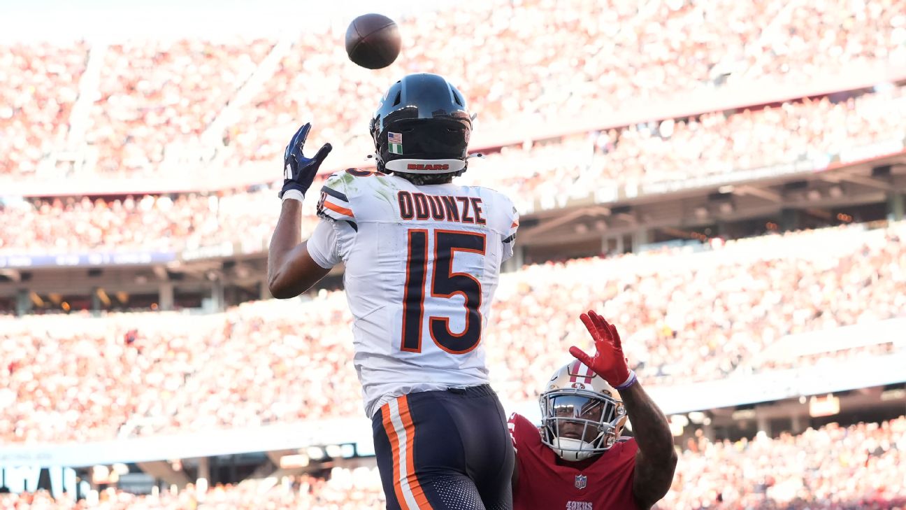 Sources: Bears optimistic WR Odunze will return vs. Browns