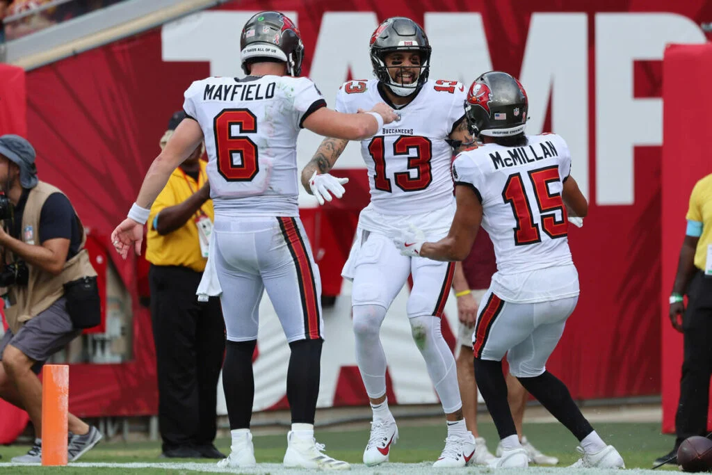 Bucs Qb Baker Mayfield And Wrs Mike Evans And Jalen Mcmillan