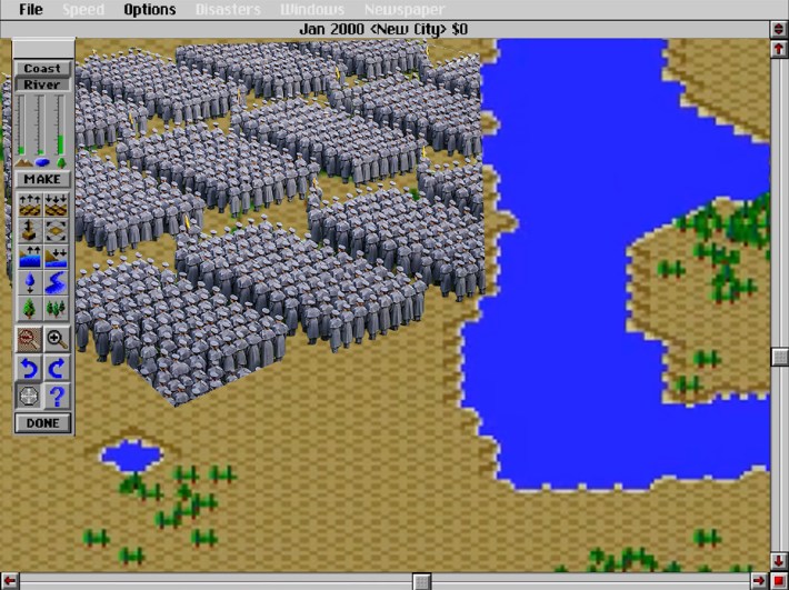 Sim City 2000 image with troops sectioned in it so it looks like houses or whatever in the game. I dunno if this joke works. It's close.