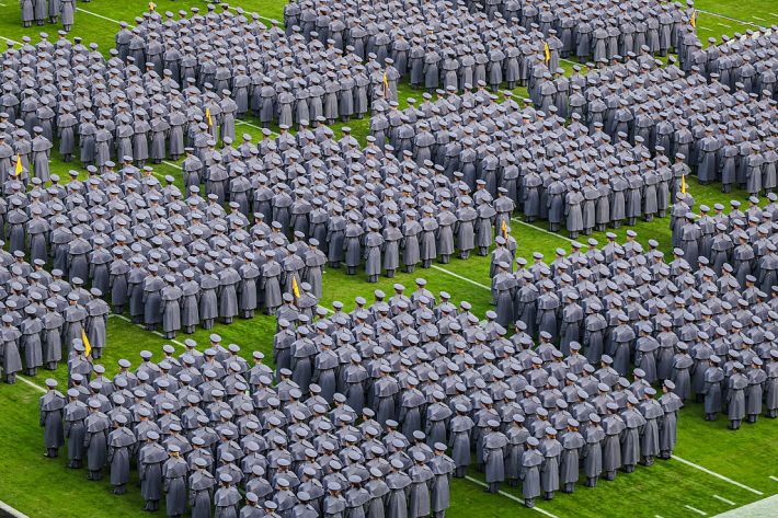 BALTIMORE, MARYLAND - DECEMBER 13: The Army Corp of Cadets march before the 126th Army-Navy Game between the Navy Midshipmen and the Army West Point Black Knights at M&T Bank Stadium on December 13, 2025 in Baltimore, Maryland.